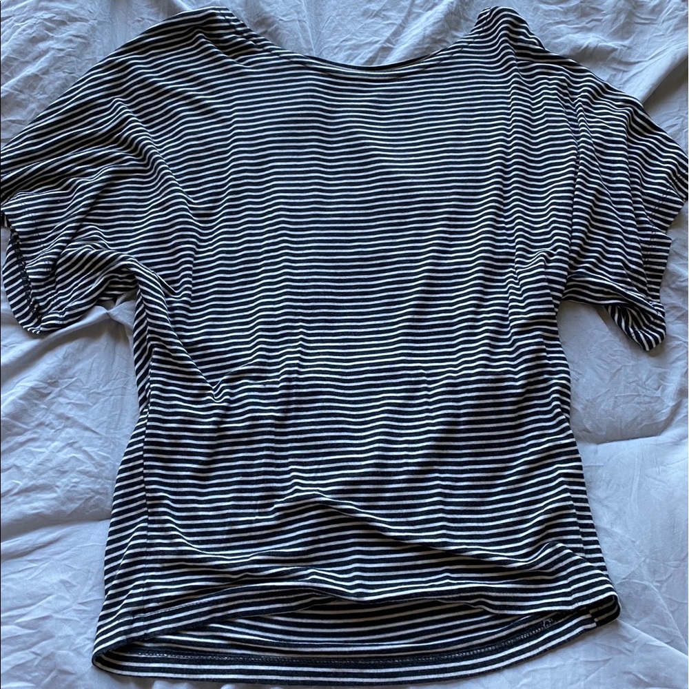 black and white striped flowy top